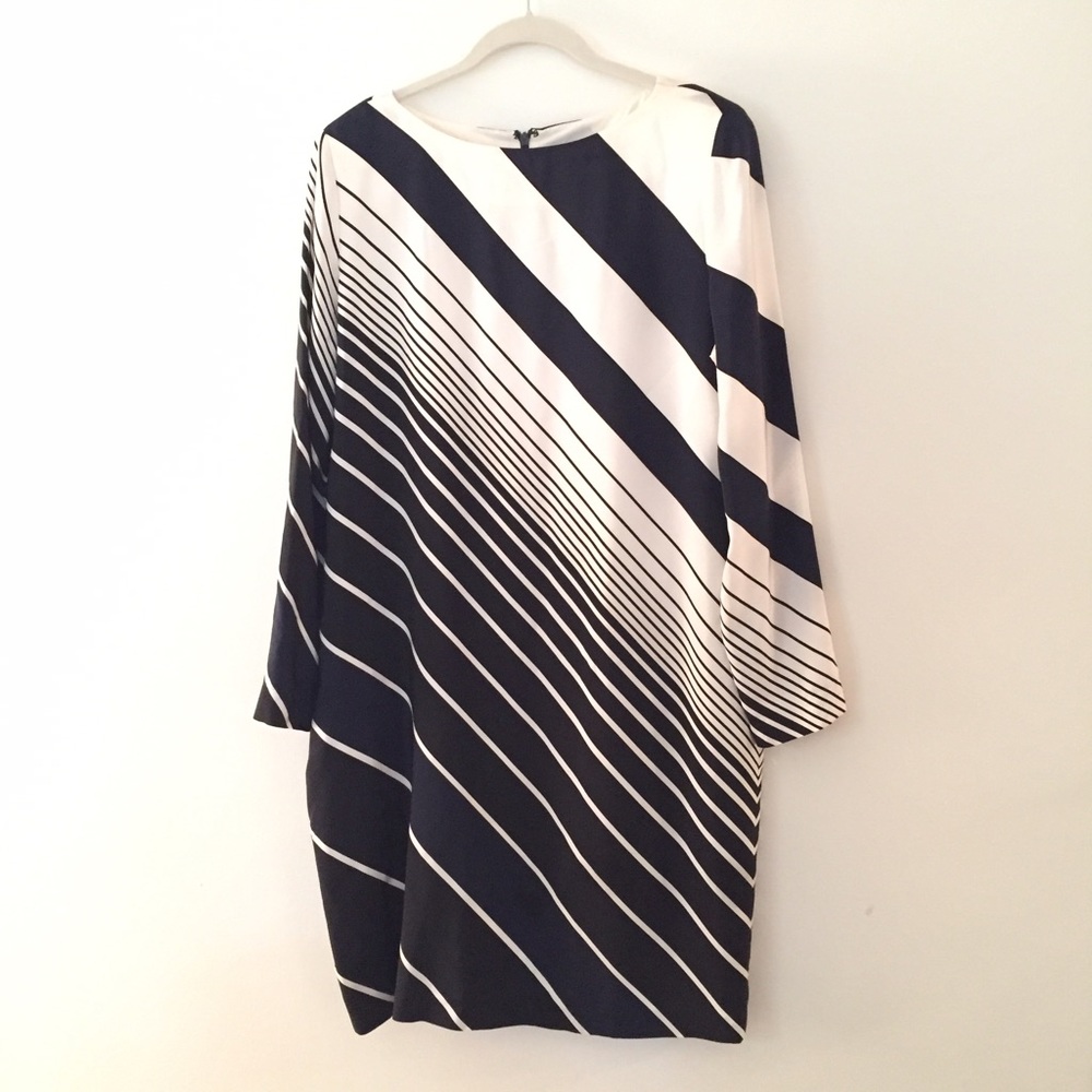SALE ♥ Ellen Tracy Silk Dress Navy/Ivory NWT 16